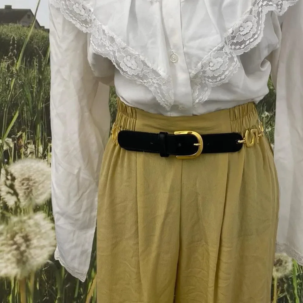 Vintage Leather Festival Rave Going Out Party Black+ Gold 5 6 Number Belt Casual